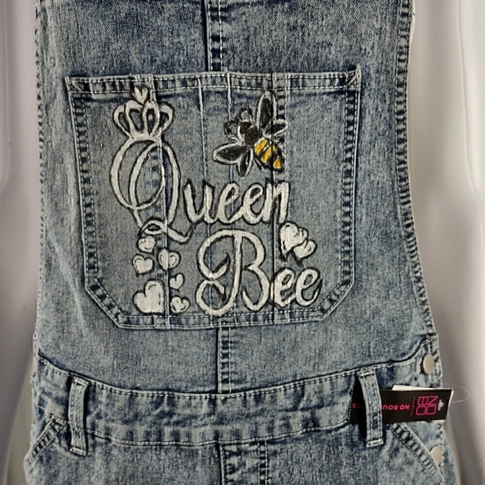 No Boundaries Relaxed Light Blue Customized Denim Overalls Size M (NWT) - Picture 2 of 11